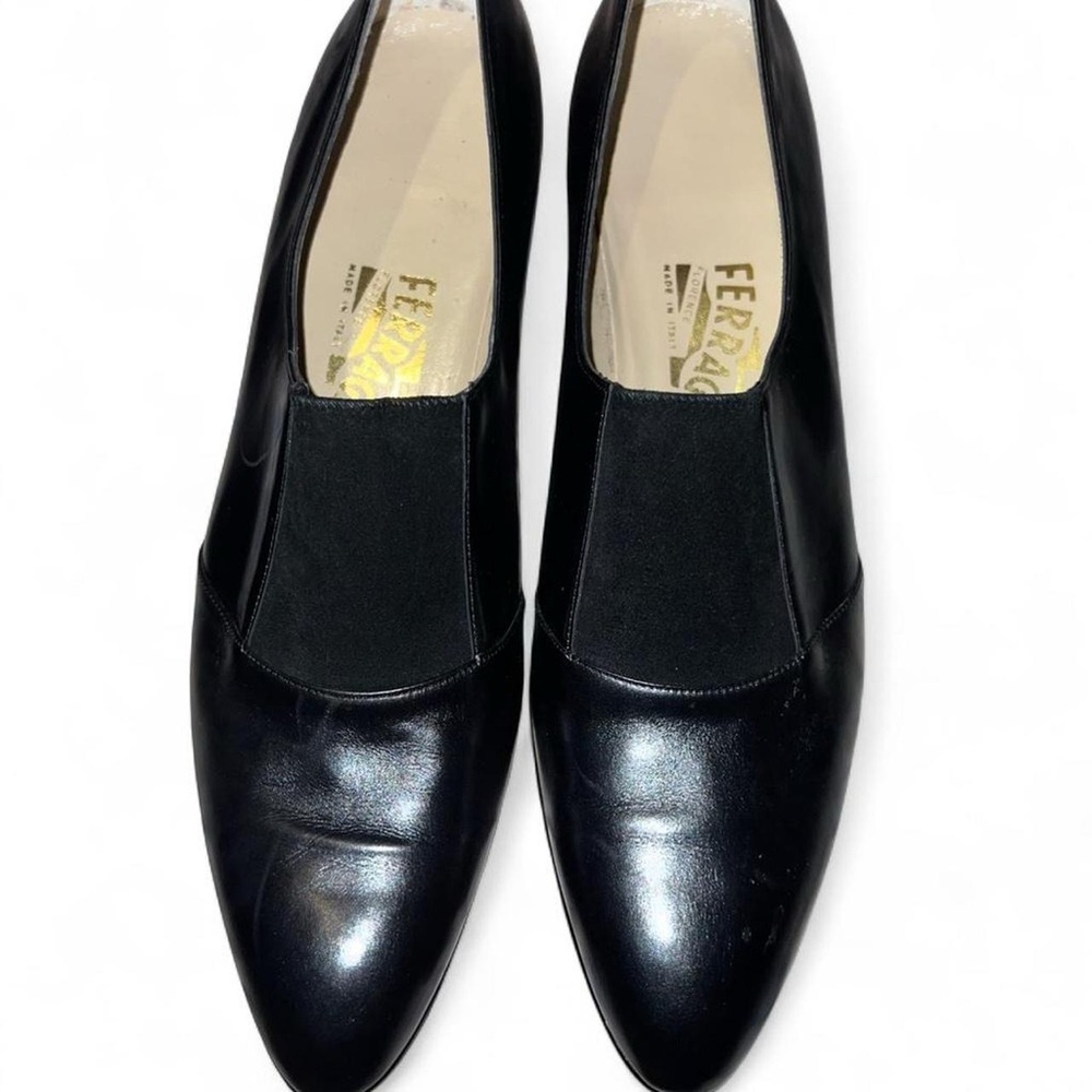 Salvatore Ferragamo Black Leather Slip-On Women's Flats